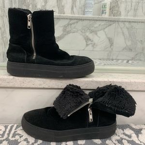 J Slides Henley Booties Black Platform Suede 6